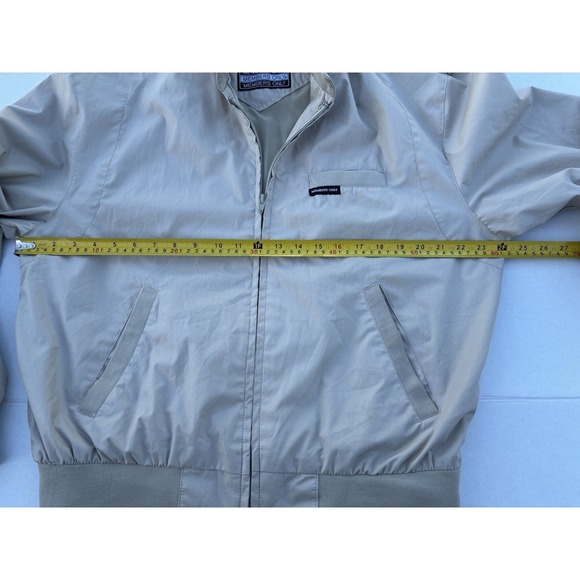 VTG Members Only Iconic Bomber Jacket Tan Khaki Mens M Full Zip Pockets Retro - Picture 8 of 8